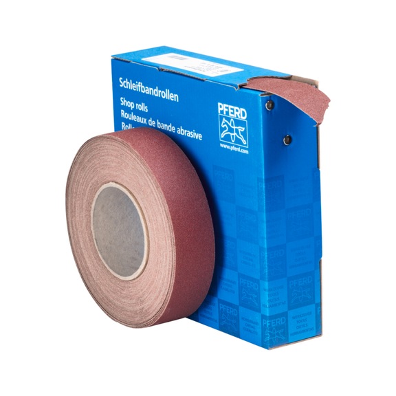 PFERD corundum abrasive belt roll fabric SBR width 38mm x length 25m A100 universal - Abrasive tool made of abrasive on a base