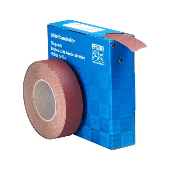 PFERD corundum abrasive belt roll fabric SBR width 38mm x length 25m A120 universal - Abrasive tool made of abrasive on a base