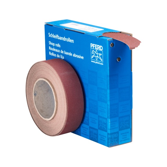 PFERD Korund Schleifbandrolle Gewebe SBR Breite 38mm x Länge 25m A150 universell - Schleifwerkzeug aus Schleifmittel auf Unterlage