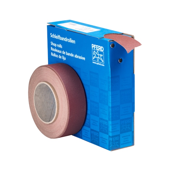 PFERD corundum abrasive belt roll fabric SBR width 38mm x length 25m A180 universal - Abrasive tool made of abrasive on a base