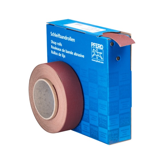 PFERD corundum abrasive belt roll fabric SBR width 38mm x length 25m A220 universal - Abrasive tool made of abrasive on a base