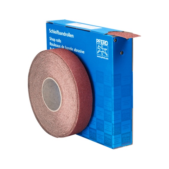 PFERD corundum abrasive belt roll fabric SBR width 38mm x length 25m A40 universal - Abrasive tool made of abrasive on a base