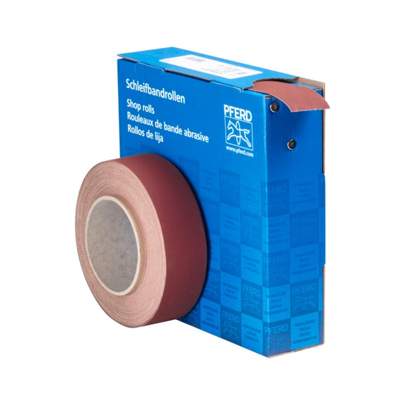 PFERD corundum abrasive belt roll fabric SBR width 38mm x length 25m A400 universal - Abrasive tool made of abrasive on a base