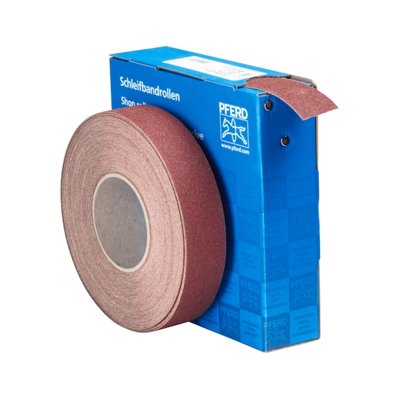 PFERD corundum abrasive belt roll fabric SBR width 38mm x length 25m A60 universal - Abrasive tool made of abrasive on a base