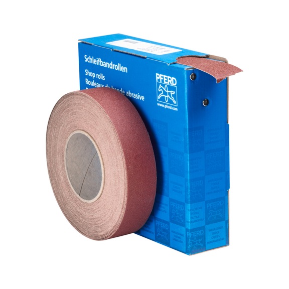 PFERD corundum abrasive belt roll fabric SBR width 38mm x length 25m A80 universal - Abrasive tool made of abrasive on a base