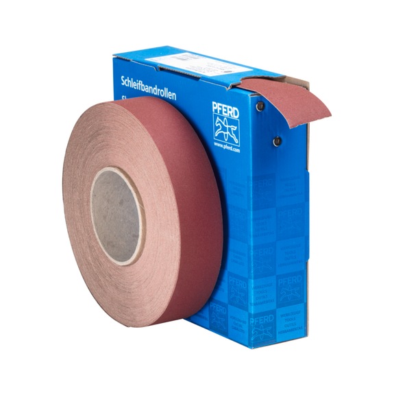 PFERD corundum abrasive belt roll fabric SBR width 40mm x length 50m A220 universal - Abrasive tool made of abrasive on a base