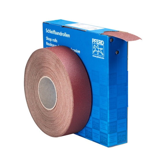PFERD corundum abrasive belt roll fabric SBR width 50mm x length 50m A100 universal - Abrasive tool made of abrasive on a base