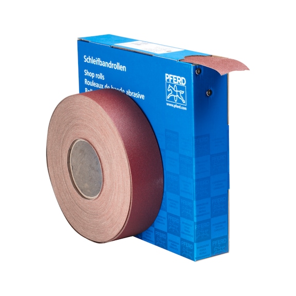 PFERD corundum abrasive belt roll fabric SBR width 50mm x length 50m A120 universal - Abrasive tool made of abrasive on a base