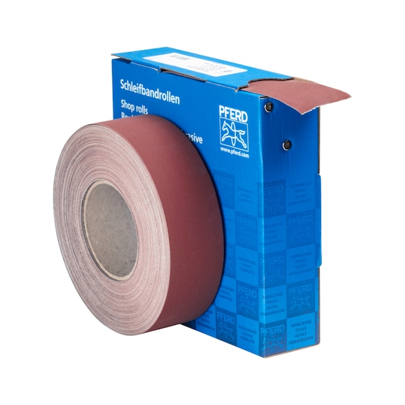 PFERD corundum abrasive belt roll fabric SBR width 50mm x length 50m A600 universal - Abrasive tool made of abrasive on a base