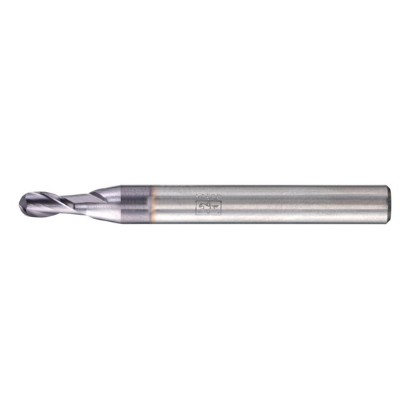 Solid carbide full radius cutter, long, 2 cutting edges, diameter 4 mm, TiAlN, shank HA - Round profiled end mill, convex (non-indexable cutting edges)