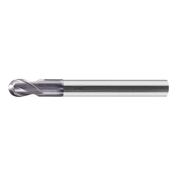 Solid carbide full radius cutter, extra long, 2 cutting edges, diameter 10 mm, TiAlN shank HA - Round profiled end mill, convex (non-indexable cutting edges)