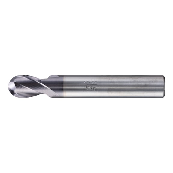 Solid carbide full radius cutter, long, 2 cutting edges, diameter 10 mm, TiAlN shank HA - Round profiled end mill, convex (non-indexable cutting edges)