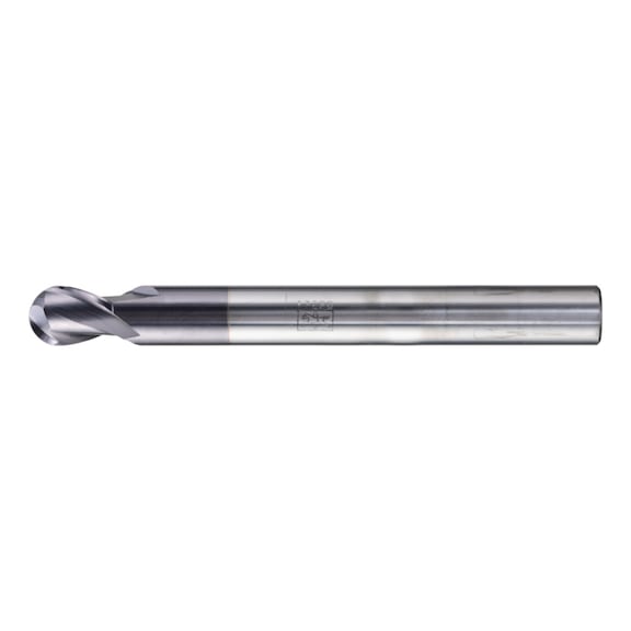 Solid carbide full radius milling cutter, extra long, 2 cutting edges, diameter 16 mm, TiAlN shank HA - Round profiled end mill, convex (non-indexable cutting edges)