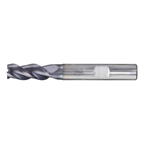 PFERD Solid carbide corner milling cutter, long, 3 cutting edges, diameter 8 mm, 45 degree chamfer, TiAlN shank, HB - End mills (non-indexable cutting edges