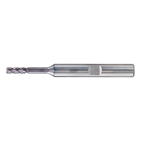 PFERD Solid carbide corner milling cutter, long, 4 cutting edges, diameter 3 mm, 45 degree chamfer, TiAlN coating, shank HB - End mills (non-indexable cutting edges