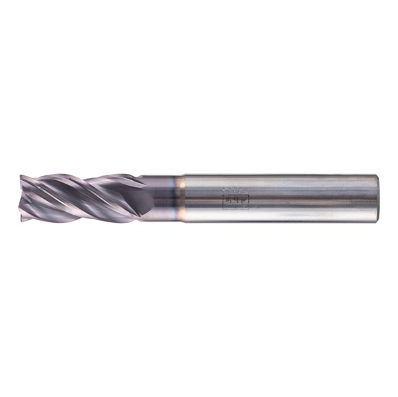 Solid carbide corner milling cutter, long, 4 cutting edges, diameter 10 mm, 45-degree chamfer, TiAlN shank HA - End mills (non-indexable cutting edges