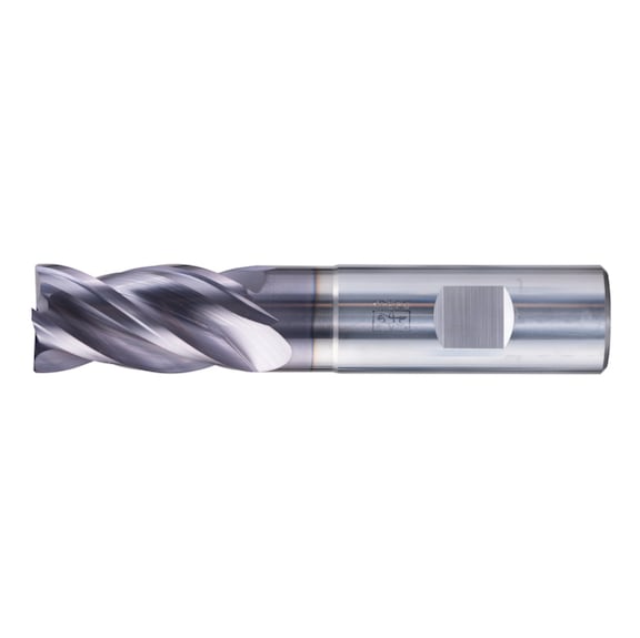Solid carbide corner milling cutter, long, 4 cutting edges, diameter 20 mm, 45 degree chamfer, TiAlN shank, HB - End mills (non-indexable cutting edges