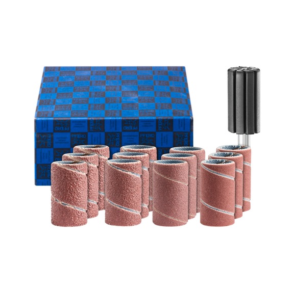 PFERD abrasive sleeve set 13-piece corundum diameter 15x30mm A60,80,150,240 - Grinding sleeve for straight grinders