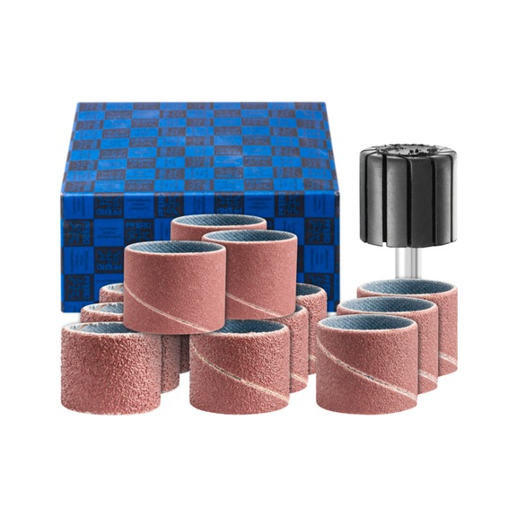 PFERD abrasive sleeve set 13-piece corundum diameter 22x20mm A60,80,150,240 - Grinding sleeve for straight grinders