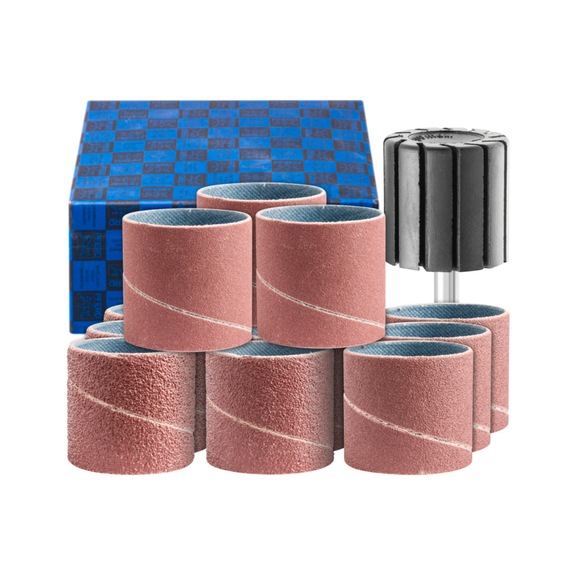PFERD abrasive sleeve set 13-piece corundum diameter 30x30mm A40,60,80,150 - Grinding sleeve for straight grinders
