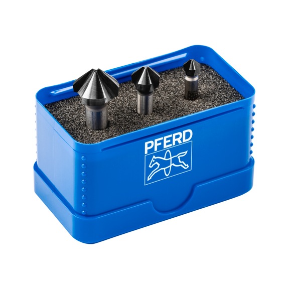 PFERD HSS countersink sets 3-piece DIN 335 C 90 degrees with HICOAT coating - Short countersink