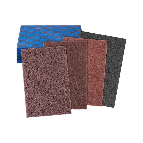PFERD POLINOX Vlies-Handpad-Set PVSK 4-teilig 154x224mm A100,A 180,A 280,SIC 400 - Schleifwerkzeug aus Schleifmittel auf Unterlage