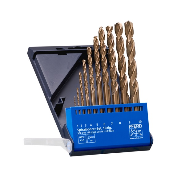 PFERD twist drill set 10-piece INOX HSSE N DIN 338 for tough hard materials - Micro drill