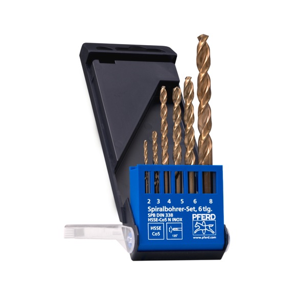 PFERD twist drill set 6-piece INOX HSSE N DIN 338 for tough hard materials - Micro drill