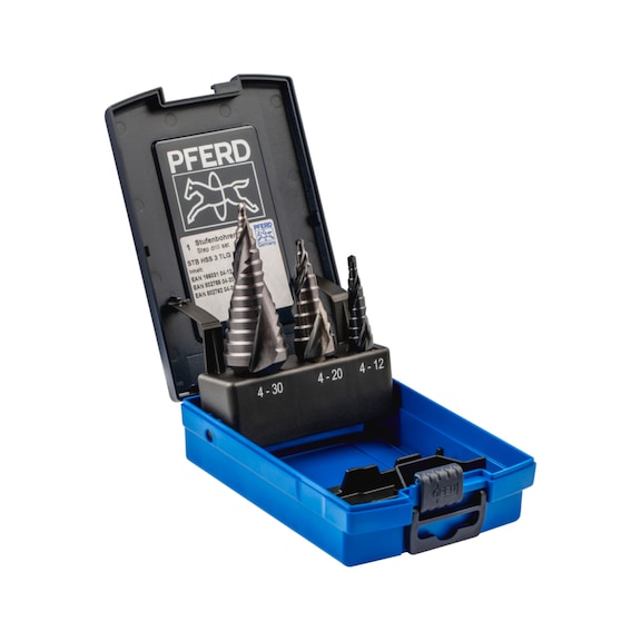 PFERD Stufenbohrer-Set HSS HC-FEP 3-teilig - Stufenbohrer mit Morsekegel