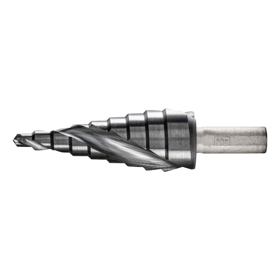 PFERD step drill HSS 9 drill steps diameter 4-20mm 3-surface shank 8 HICOAT - Step drill with morse taper
