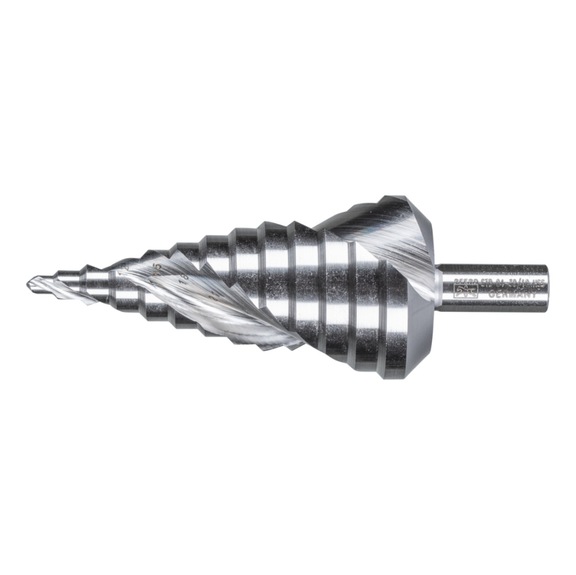 PFERD step drill HSS 13 drill steps diameter 4-39 mm 3-surface shank 10 mm - Step drill with morse taper