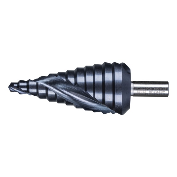 PFERD step drill HSS 12 drill steps diameter 6-37mm 3-surface shank 10mm - Step drill with morse taper