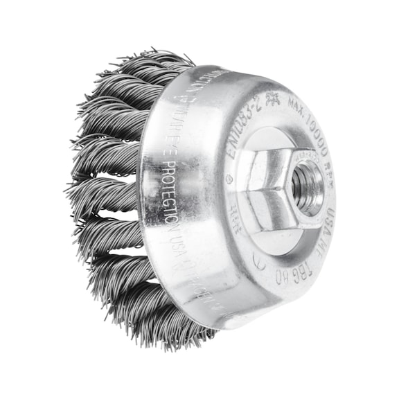 PFERD cup brush knotted TBG diameter 80 mm M14 steel wire 0.50 mm - Cup brush