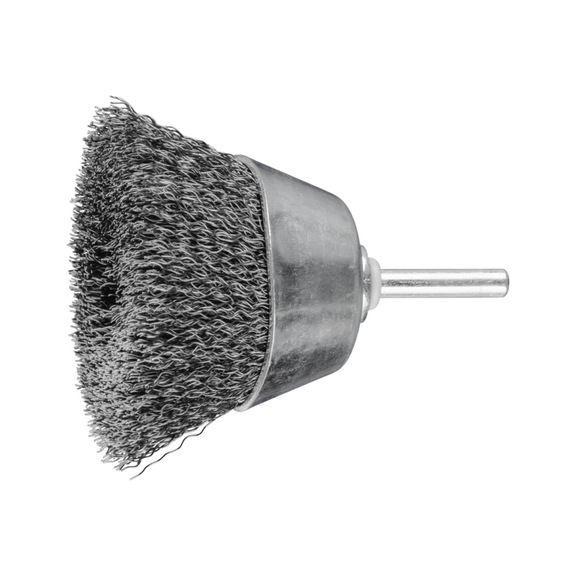 PFERD cup brush unknotted TBU diameter 60 mm shaft 6 mm steel wire 0.30 mm - Cup brush