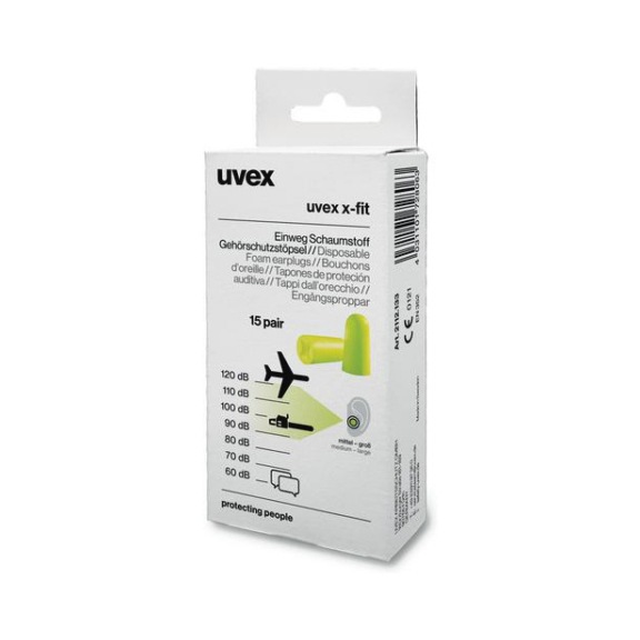 UVEX earplugs uvex x-fit SNR 37 dB size M 2112133 Pack of 15 pairs - Earplugs
