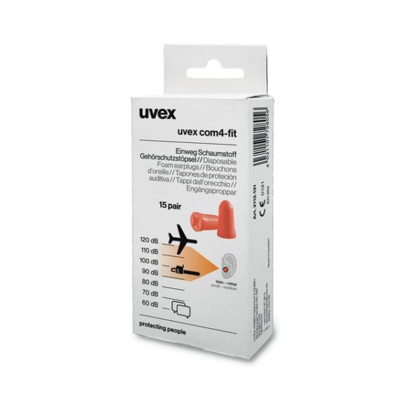 UVEX earplugs uvex com4-fit SNR 33 dB size S 2112131 pack of 15 pairs - Earplugs