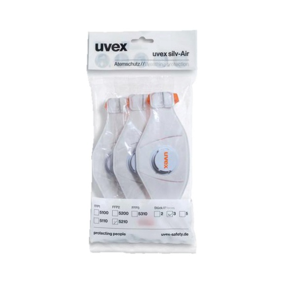 UVEX folding mask uvex silv-Air premium 5210 FFP2 8775210 pack of 3 - Respiratory protection