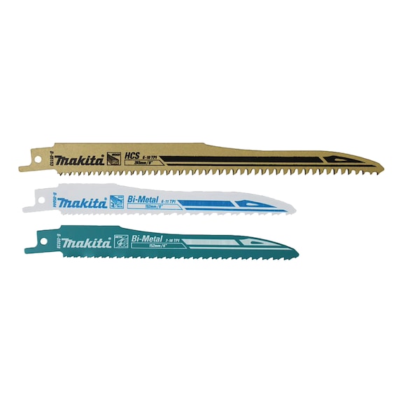 MAKITA Reciprosägeblätter 3 Stück Schnittlänge 152 / 152 / 203 mm 194253-2 - Reciprosägeblätter Sets