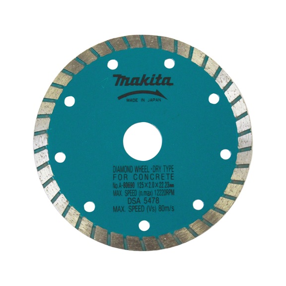MAKITA diamond cutting disc diameter 125 mm thickness 2.0 mm dry A-80690 - Other cutting discs