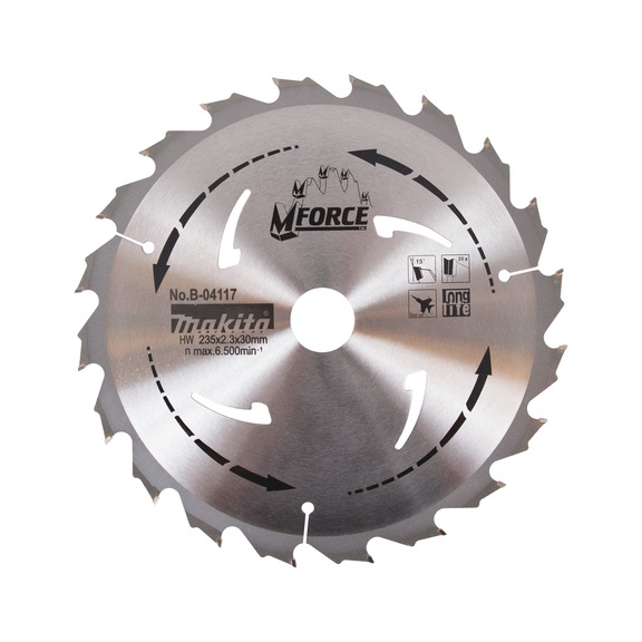 MAKITA saw blade M-FORCE 235mm number of teeth 20Z cutting width 2.3mm wood B-04117 - Saw blades for wood and MDF