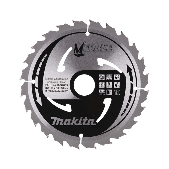 MAKITA circular saw blade M-FORCE 185 mm bore 30 mm number of teeth 24 wood B-32035 - Circular saw blade M-FORCE
