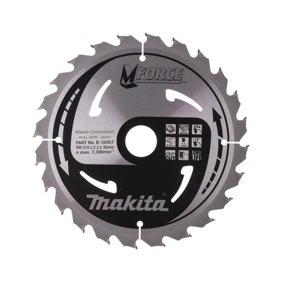 MAKITA circular saw blade M-FORCE 210 mm bore 30 mm number of teeth 24 wood B-32057 - Circular saw blade M-FORCE