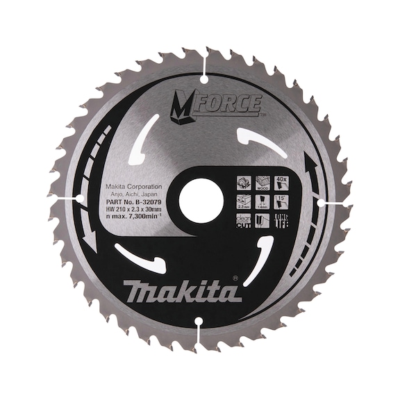 MAKITA circular saw blade M-FORCE 210 mm bore 30 mm number of teeth 40 wood B-32079 - Circular saw blade M-FORCE