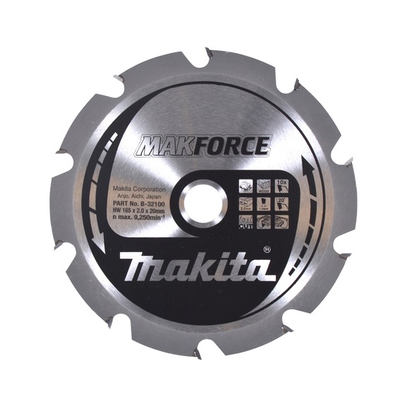 MAKITA Kreissägeblatt MAKFORCE 165 mm Bohrung 20 mm Zähnezahl 10 Holz B-32100 - Kreissägeblatt MAKFORCE
