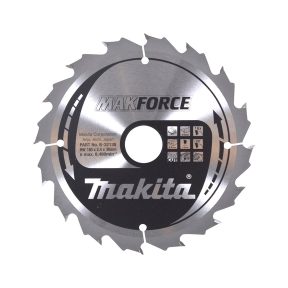 MAKITA circular saw blade MAKFORCE 180 mm bore 30 mm number of teeth 16 wood B-32138 - Circular saw blade MAKFORCE