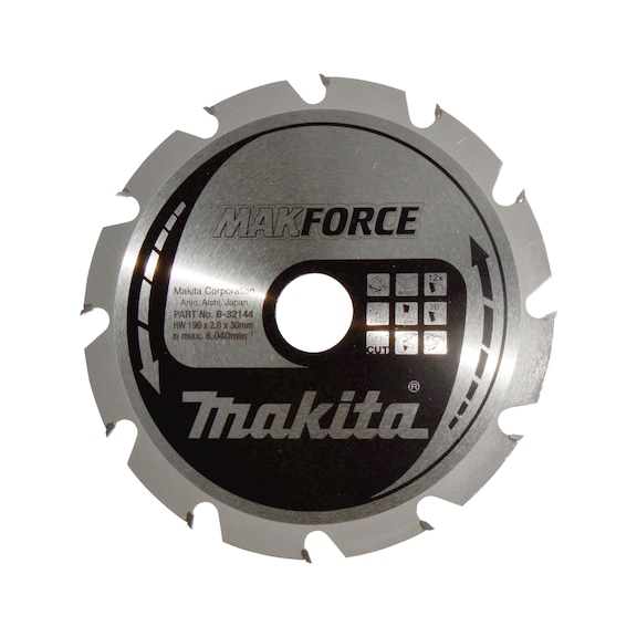 MAKITA circular saw blade MAKFORCE 190 mm bore 30 mm number of teeth 12 wood B-32144 - Circular saw blade MAKFORCE