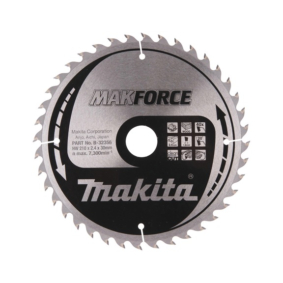 MAKITA circular saw blade MAKFORCE 210 mm bore 30 mm number of teeth 40 wood B-32356 - Circular saw blade MAKFORCE