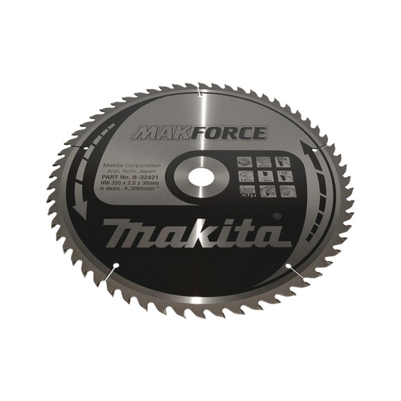 MAKITA circular saw blade MAKFORCE 355 mm bore 30 mm number of teeth 60 wood B-32421 - Circular saw blade MAKFORCE