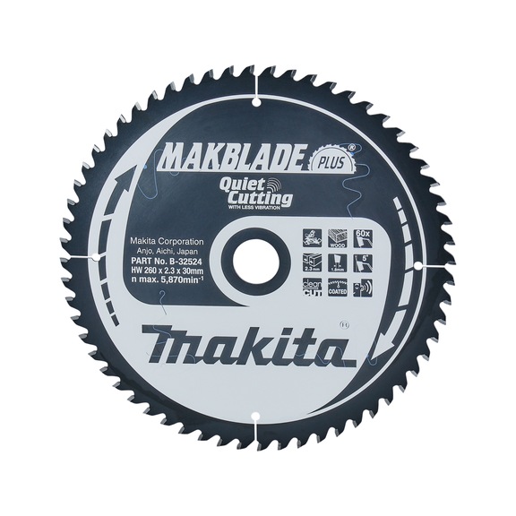 MAKITA Sägeblatt MAKBLADE+ 260x30 mm 60 Zähne B-32524 - MAKBLADE/MAKBLADE+ Sägeblätter