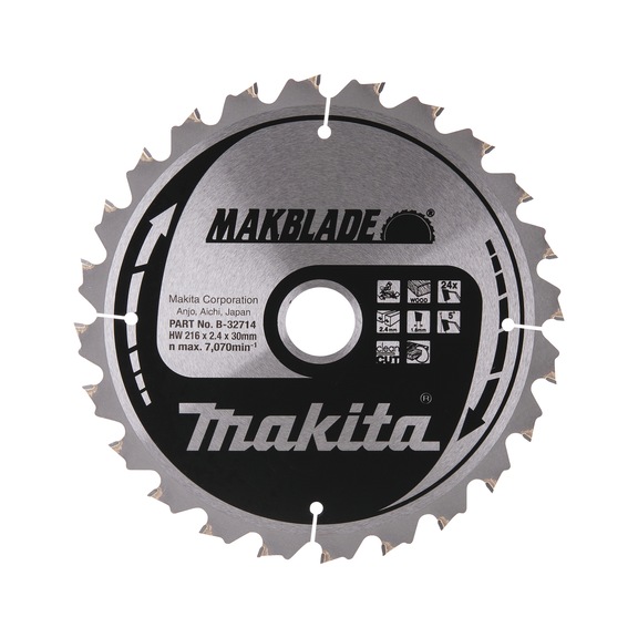 MAKITA saw blade MAKBLADE 216 mm bore 30 mm number of teeth 24 B-32714 - Saw blades for wood